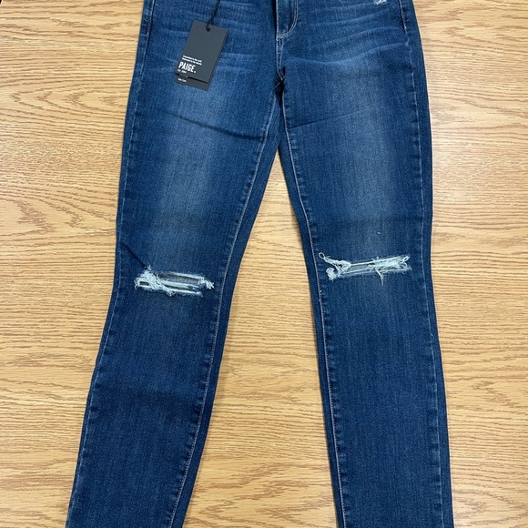 PAIGE Denim - PAIGE Dark Blue Distressed Skinny Jeans